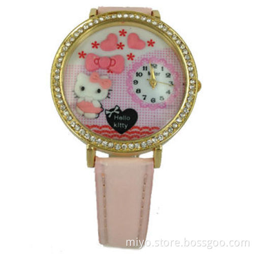 Top New Fashionable Kids' Leather Watches, Alloy Case with Lovely Design, Japan Quartz Movement